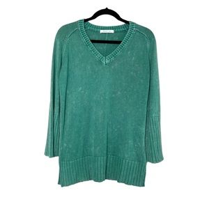 MUSTARD SEED Green V Neck Wide Sleeve Sweater size Medium